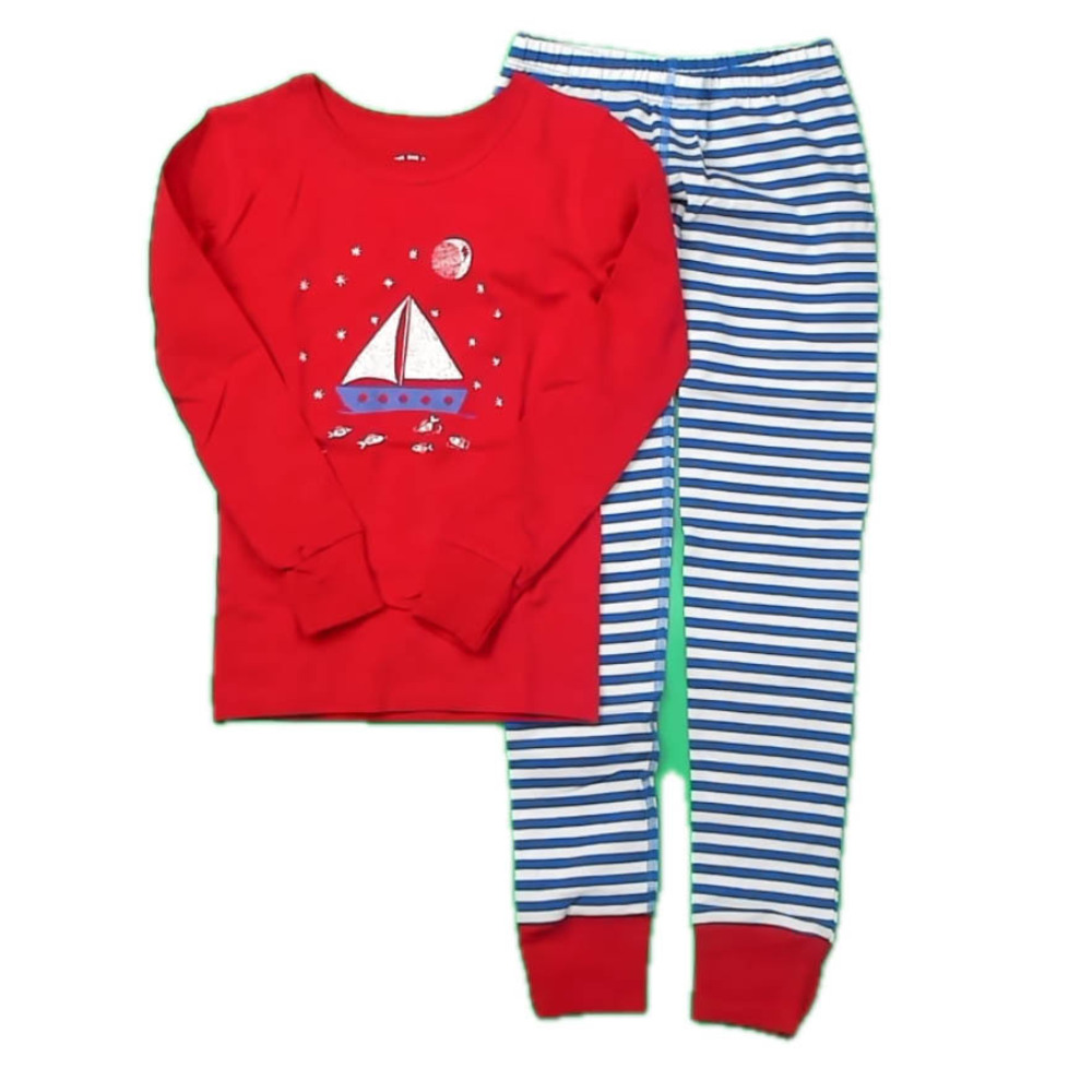 Mightly Boys Red | White | Blue Stripe 2-piece Pajamas size: 2-5T